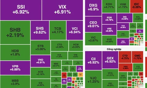 Chứng khoán thăng hoa, sắc xanh tím phủ rộng toàn thị trường