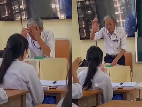 Xúc động hình ảnh thầy giáo liên tục lau nước mắt trong tiết dạy cuối cùng