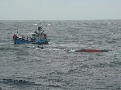 Lật tàu cá ngoài khơi Bình Thuận, 9 ngư dân rớt xuống biển