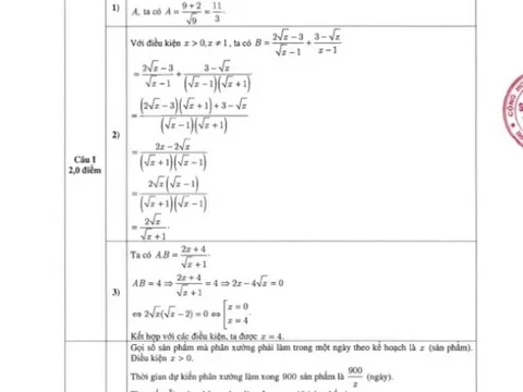 Hà Nội công bố đáp án môn Toán kỳ thi tuyển sinh lớp 10