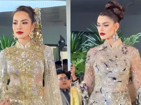 Hoa hậu đẹp nhất thế giới diễn áo dài cùng Lê Hoàng Phương và 70 thí sinh Hoa hậu Hòa bình