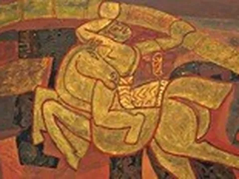 Xem tranh ‘Thánh Gióng’ của Nguyễn Tư Nghiêm nhân 70 năm chiến thắng Điện Biên Phủ