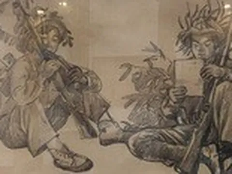 Người lính Điện Biên Phủ kéo pháo, đào hầm và… tán gẫu trong ký họa của Ngô Mạnh Lân