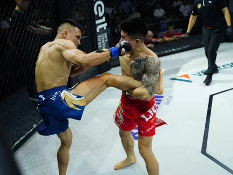 Lê Văn Tuần giành đai vô địch LION Championship nhờ đòn đá thần sầu knock-out Phạm Văn Nam
