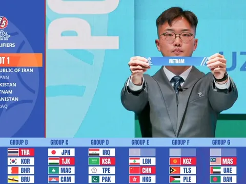 Futsal Việt Nam cùng bảng Trung Quốc ở vòng loại châu Á 2026