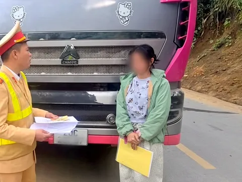 Phạt nữ TikToker dừng xe tải giữa đường để tranh luận việc 'nháy đèn'